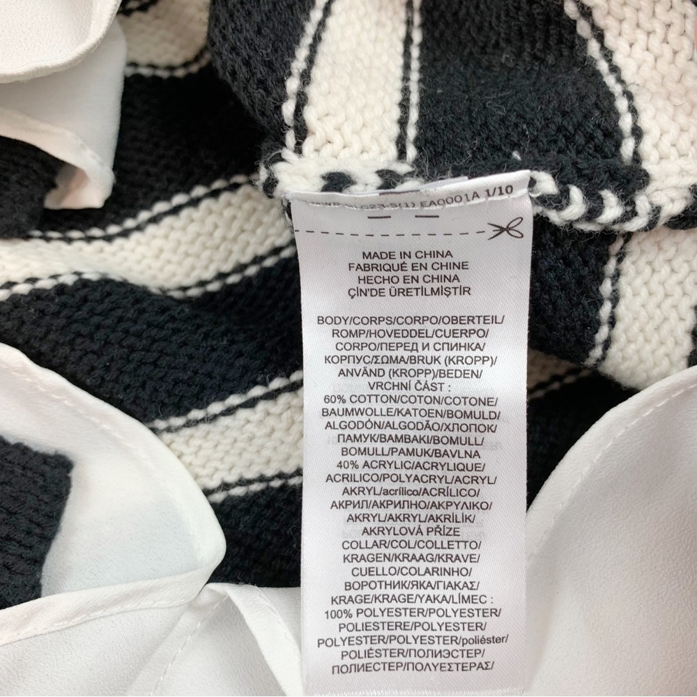 Lauren Ralph Lauren long sleeve layered striped sweater collared gold button - Picture 9 of 10
